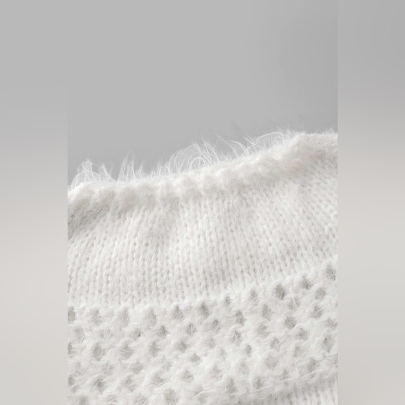 Cupshe x JoJo Camel Fuzzy Cutout Knit Sweater - Picture 10 of 11